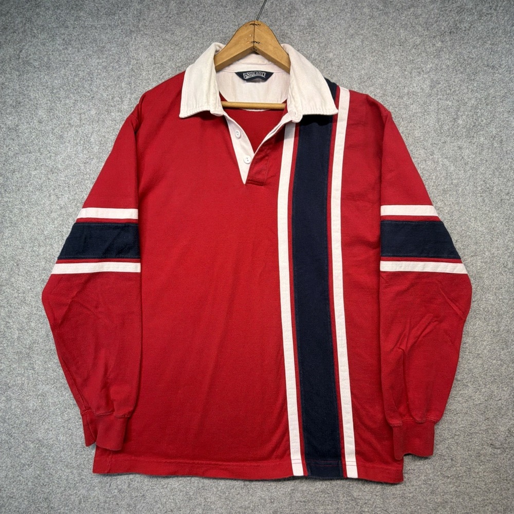 Vintage Lands End Rugby Shirt Mens XL Long Sleeve Heavy Cotton Preppy 90s
